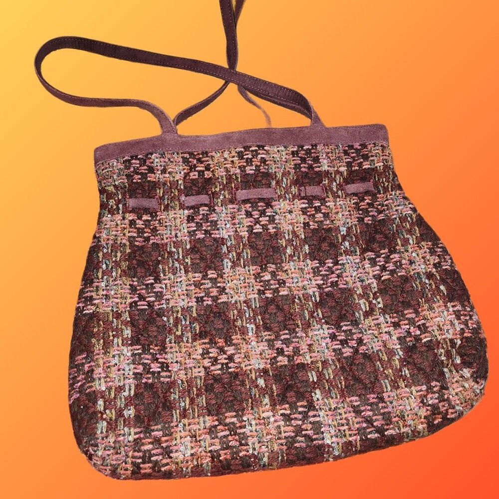 👜 Vera Bradley Burgundy Woven Shoulder Bag Tote Purse Large Handbag 14x12.5